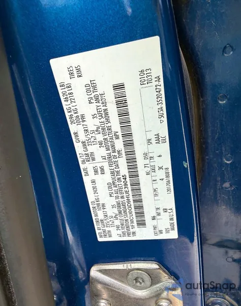 2017 Ford Escape Se from USA, damaged, VIN 1FMCU0GD9HUE39045